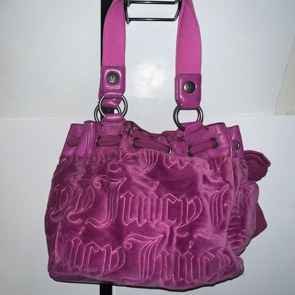 Rare Vintage Pink Juicy Couture Purse Y2K Tote Bag Handbag Daydreamer Velour - Picture 9 of 11